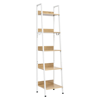 Boekenkasten - Boekenplank - Wandplank - Boekenrek - Keukenrek - Rekken - Opbergrek Organiser - 4 Haken 40x170x36cm - voor Woonkamer Keuken - Donkere Eik en Zwart - QUORE