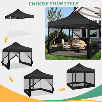 Opvouwbaar Tuinhuisje – Pop-Up Tent – Overkapping – Insectenbescherming – Waterdicht Oxford – Drie Verstelbare Hoogtes - Zwart - QUORE