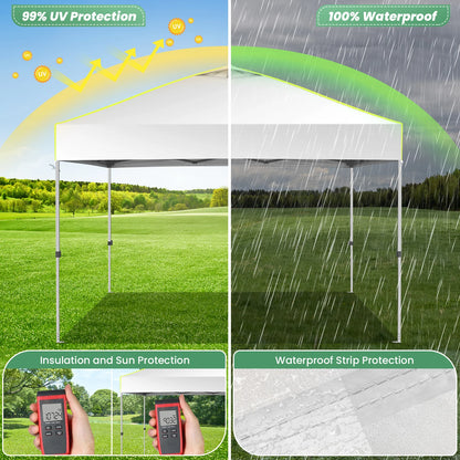 Pop-Up Tent – Vouwtent – Evenemententent – Marktkraamtent – Waterdicht Oxford Doek – UPF 50+ Bescherming – Verstelbare Hoogte - 3 x 3 m - Wit
