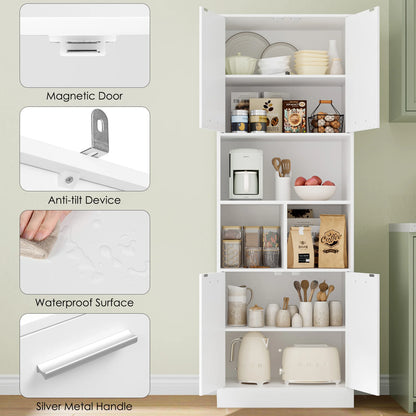 Opbergkast - Kast - Hoge Kasten - Opbergkasten - Stellingkasten - 180.5 x 60 x 40 cm - Opbergrek - Met Deuren en Open Planken - Geschikt voor Badkamer, Woonkamer, Keuken - Eiken