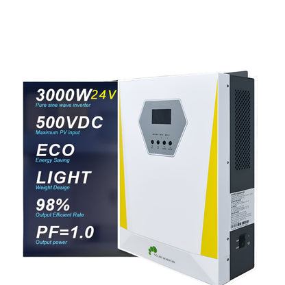 Zonneomvormer – Solar Omvormer – Hybride Omvormer – MPPT Laadregelaar – 3000W Vermogen – Pure Sinusgolf Output - 24V