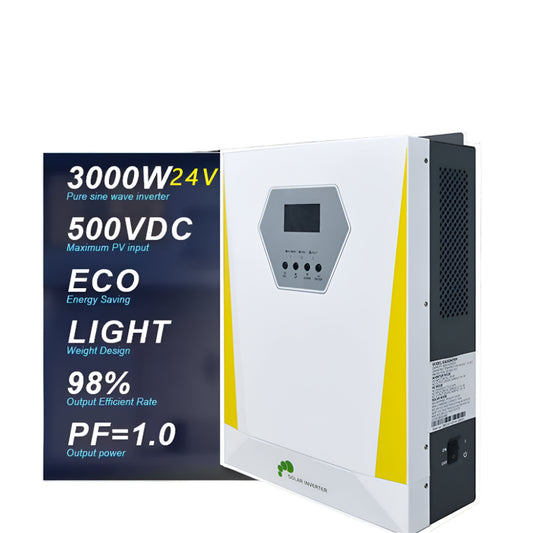 Zonneomvormer – Solar Omvormer – Hybride Omvormer – MPPT Laadregelaar – 3000W Vermogen – Pure Sinusgolf Output - 24V