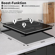 Inductie kookplaat - Induction Hob - Induction Cook Top - Inductie Fornuis - Elektrische Brander - Inductiekookplaat met frame - 60 cm - 3 platen - 6800W - Flexzone voor grill - Schuifbediening - Touch Control - Kinderbeveiliging - Zwart