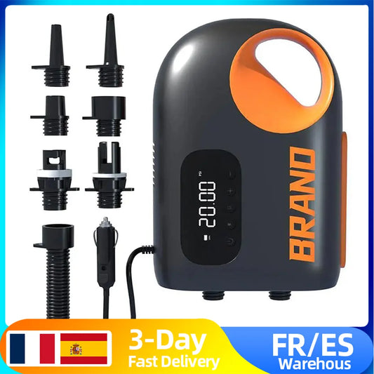 20PSI High Pressure Portable Digital Electric Air Pump 12V for SUP Paddle Board Kayak Dual Stage Inflation Smart Inflatable Pump