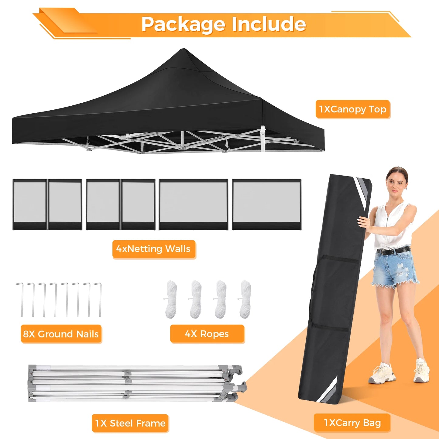 Partytent – Tuinkamer – Vouwtent – Schaduwtent – Markttent – Waterdicht – UV-Bescherming - Blauw