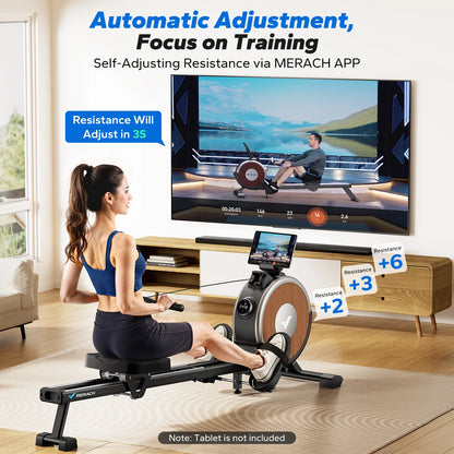 Roeitrainer – Roeimachine – Fitnessroeier – Cardioapparaat – Magnetische Roeier – 16 Weerstandsniveaus – Zelf-opwekkende Aandrijving