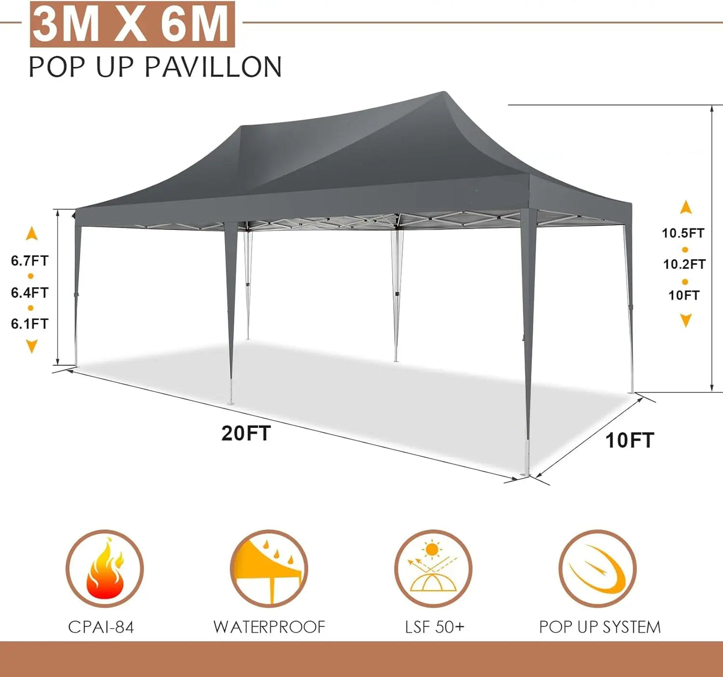 Partytent – Inklapbare Tent – Buitentent – Feesttent – Bruilofttent – Waterdicht Oxford Materiaal – Stevig Stalen Frame - Zwart
