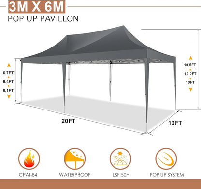 Partytent – Inklapbare Tent – Buitentent – Feesttent – Bruilofttent – Waterdicht Oxford Materiaal – Stevig Stalen Frame - Donkerblauw - QUORE
