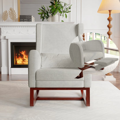 Schommelstoel – Relaxstoel – Loungestoel – Schommelfauteuil – Draaifauteuil – Lichtgrijs – Verstelbare Voetsteun – Zacht Velvet