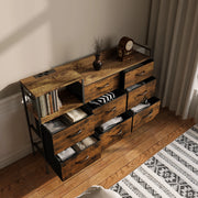 Kast met 8 laden - Ladekast - Ladekasten - Ladenkastje - Opbergkasten - Vintage hout - 132 x 88 x 30 cm (B x H x D) - Oplaadstation.