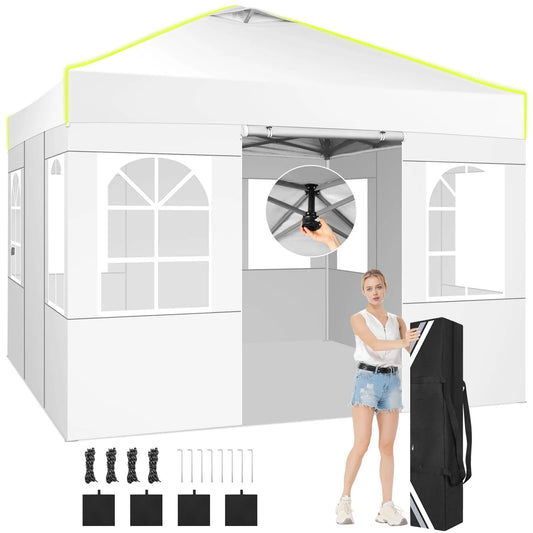 Klapfeesttent – Partytent – Klapbare Tent – Eventtent – Overkapping – Waterafstotend 210D Oxford – Verstelbare Hoogte - QUORE