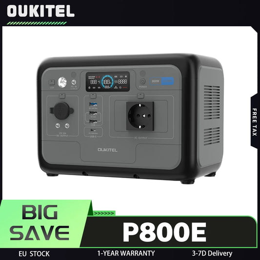 OUKITEL P800 Portable Power Station, 512Wh 800W Backup Battery,AC+DC Fast Charging,Solar Generator for Outdoor Camping Emergency