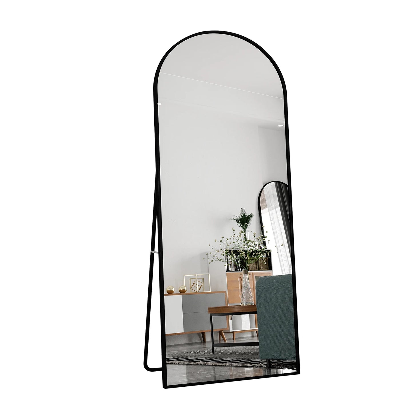 Volledige Lichaam Spiegel – Vloerspiegel – Staande Spiegel – Tuinspiegel – Zwarte Aluminium Spiegel – 180x80 cm – Versterkt Glas