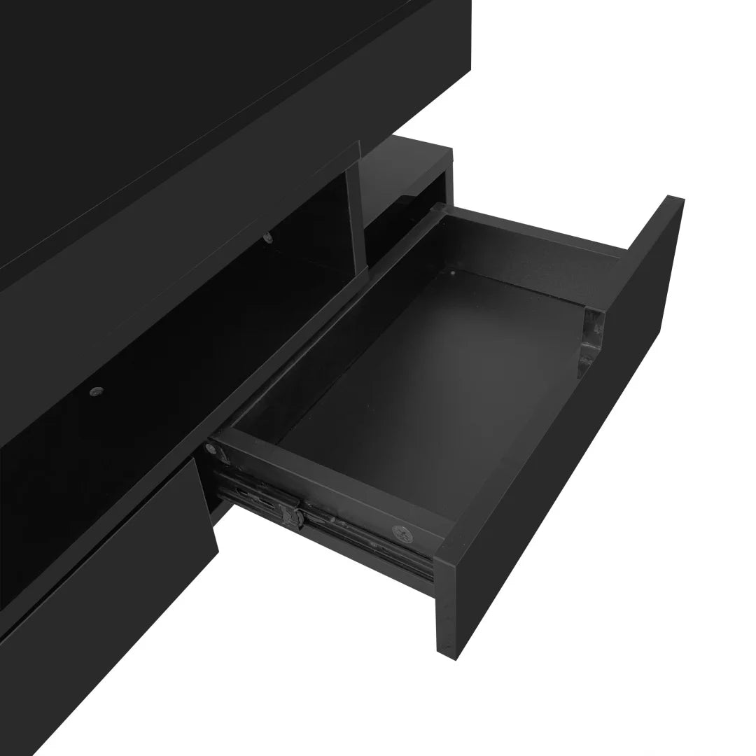 Salontafel – Bijzettafel – Nachtkastje – LED Lage Tafel – Hoogglans – LED-Strip Met Kleurinstelling – Vier Verborgen Lades - 80x50x36 cm - Zwart