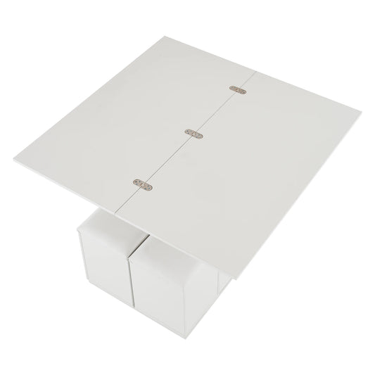 Verstelbare Salontafel – Multifunctionele Tafel – Opbergtafel – Modern Meubel – Verstelbare Hoogte – Uitklapbaar 2-in-1 Ontwerp - 100x100x63,5 cm - Wit
