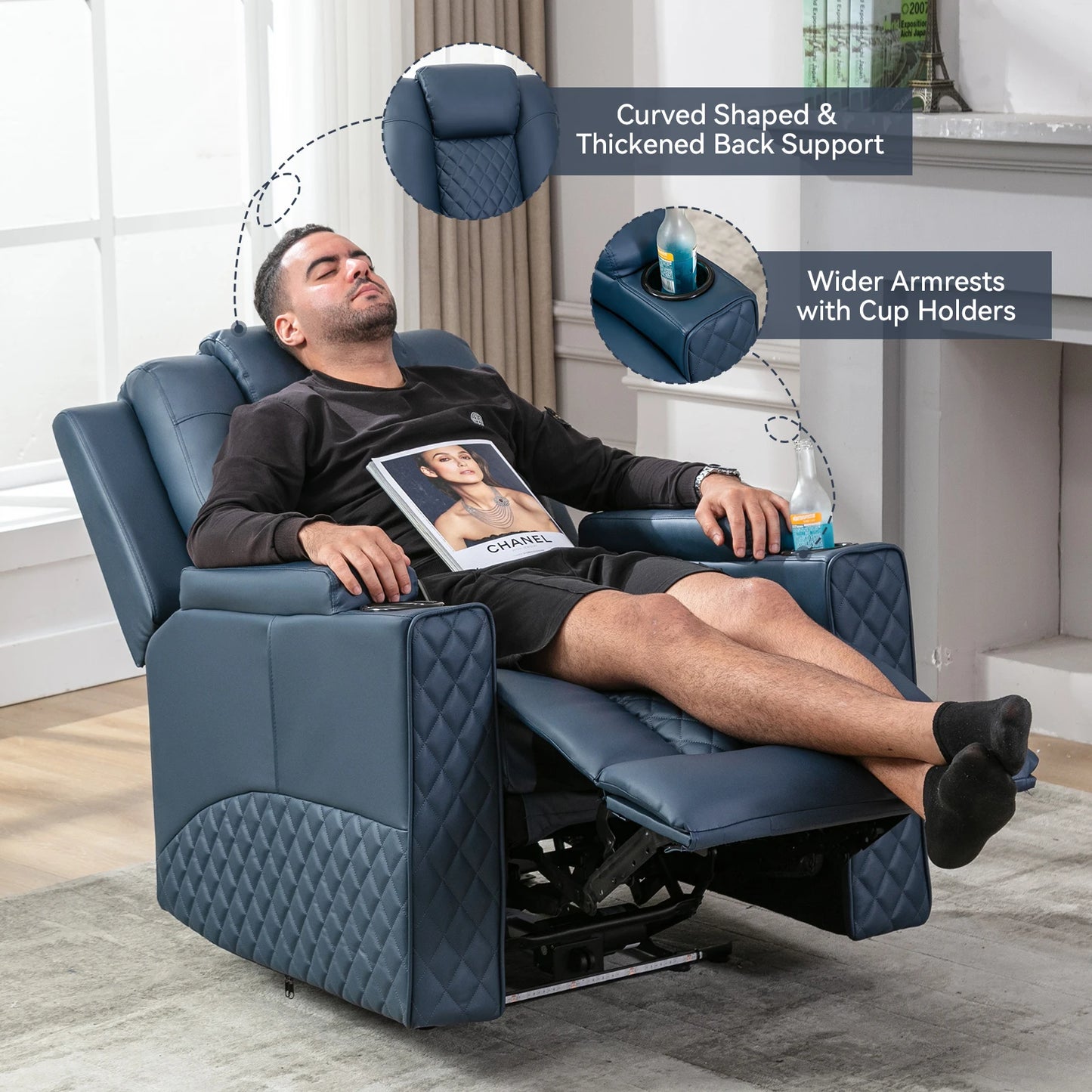 Elektrische Relaxstoel - Relaxstoelen - Massagestoel - Loungestoel - met Massagefunctie - en LED - Verstelbare TV Stoel - Loungebank - voor Woonkamer of Slaapkamer – Kunstleer - Rood