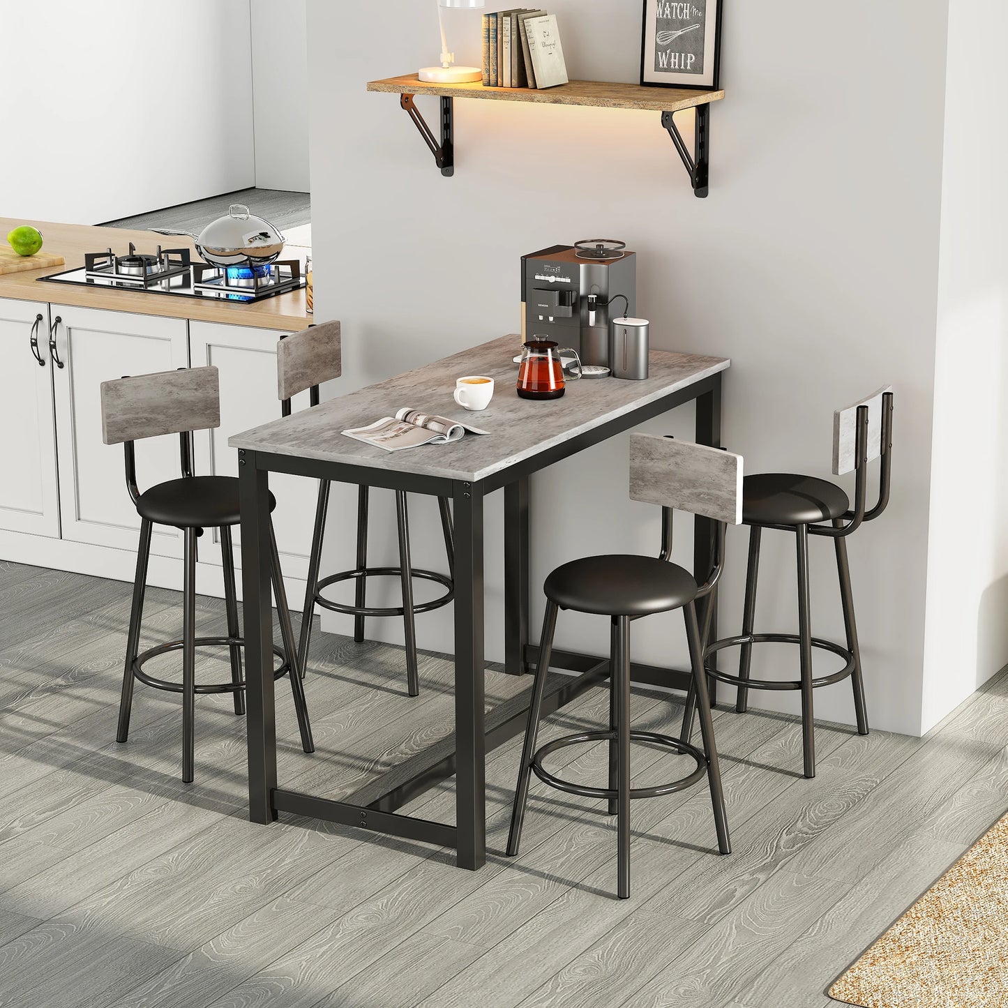 Eettafelset – Eethoek – Stoelen Met Tafel – Compacte Eetkamer – Velvet Bekleding – Metalen Pooten – 120x60 cm