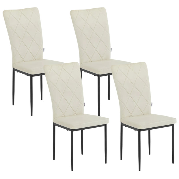 Chair - Dining Room Chairs - Set of 4 Velvet Dining Room Chairs - Ergonomic - Metal Legs - High Backrest - Comfortable &amp; Stable - For Kitchen - Dining Room - 42x94.5x 59cm - Cream Velvet