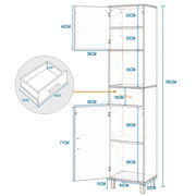 Badkamermeubel - Badkamerkast - Wastafelonderkasten - Wastafelmeubel - 39x179x30cm - 5 vakken 1 lade - Hoekplank Opbergrek - Wit
