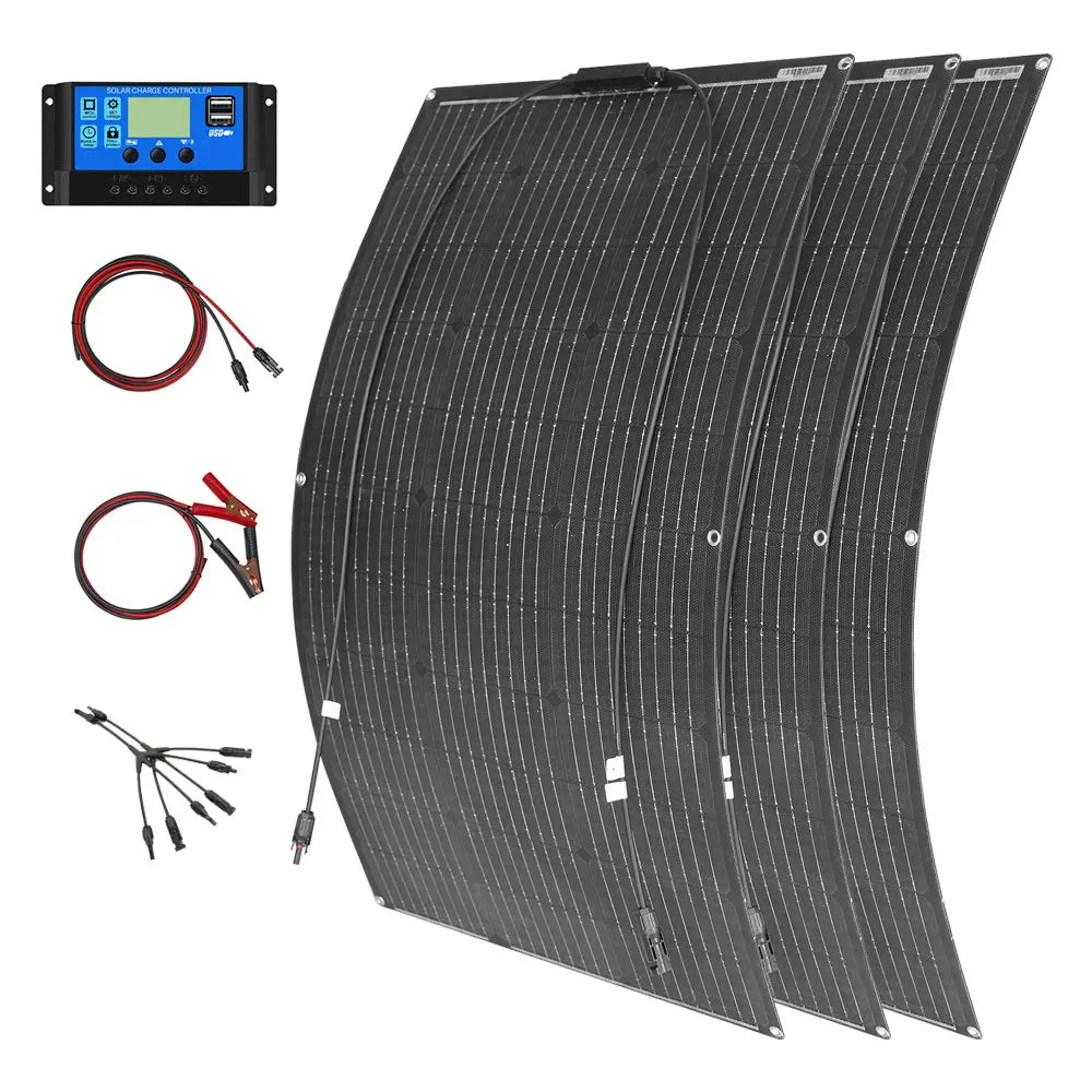 Zonnepaneel - Zonnepanelen - Monokristallijne Solar Kit - Flexibel - ETFE - Buigzaam - Waterdicht - Lichtgewicht - 300W - 3 Stuks - voor Boot - Camper - Caravan - RV of Tuin