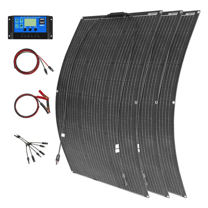Zonnepaneel - Zonnepanelen - Monokristallijne Solar Kit - Flexibel - ETFE - Buigzaam - Waterdicht - Lichtgewicht - 300W - 3 Stuks - voor Boot - Camper - Caravan - RV of Tuin