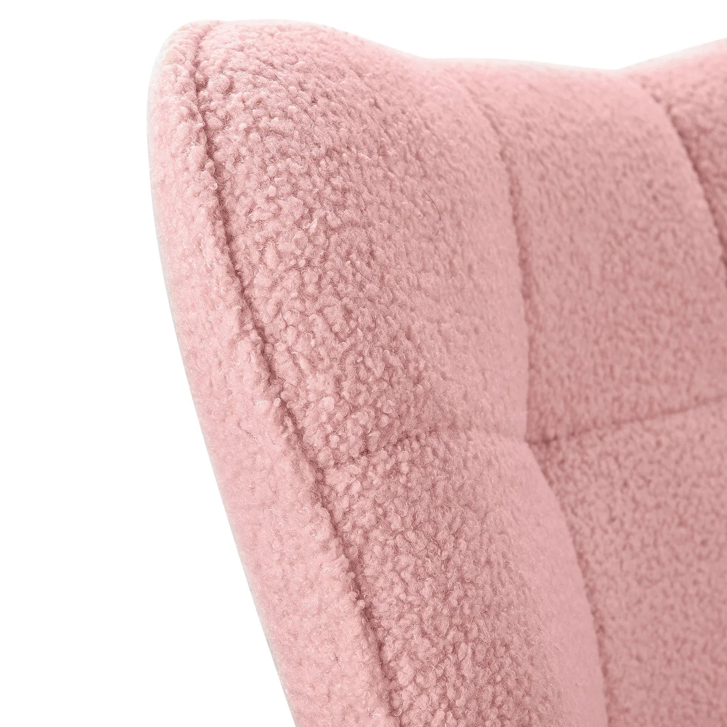 Schommelstoel – Schommelstoel Met Armleuningen – Schommelstoel Voor Woonkamer – Fauteuil – Schommelzetel – Roze Teddy Fleece – Massief Houten Frame Met Hoog Draagvermogen