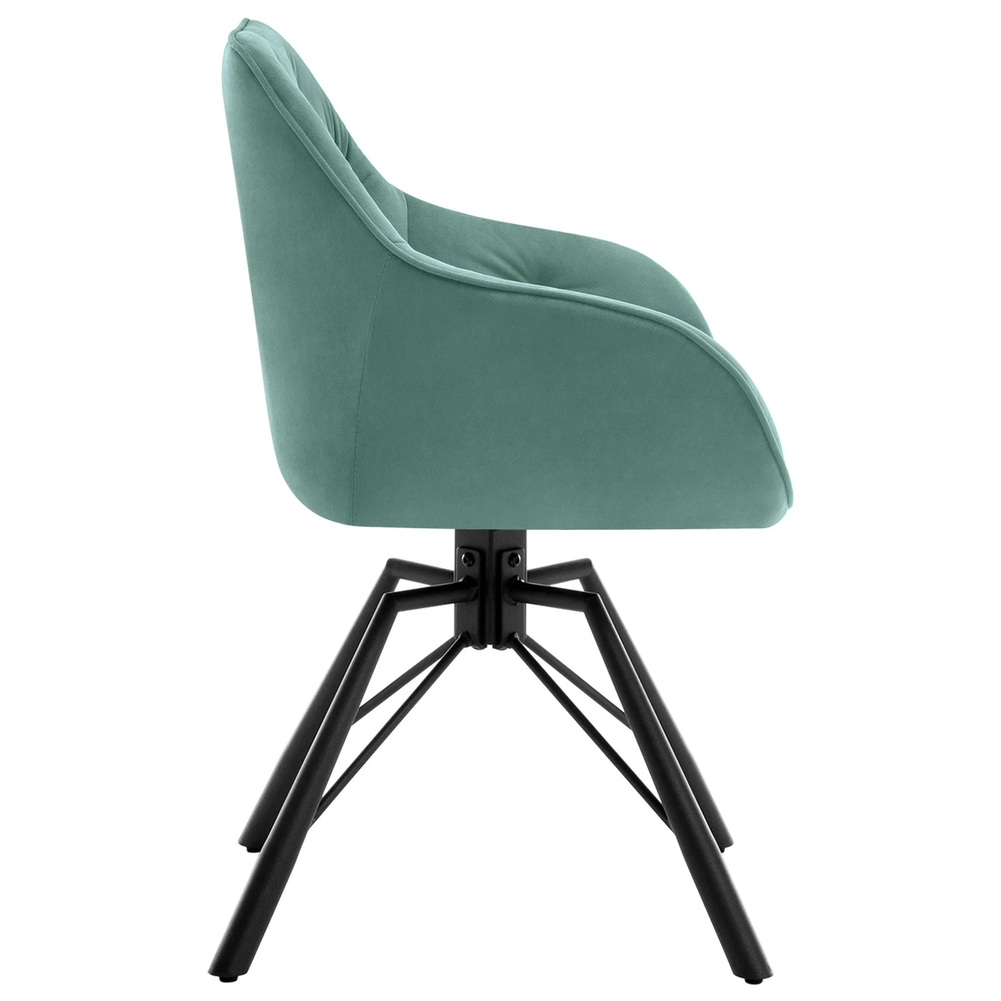 Draaibare Eetkamerstoelen – Set van 2 - Eetstoel – Bureaustoel – Leesstoel – Comfortstoel – Ergonomisch Design – 360° Draaibaar - Fluweel - Turkoois