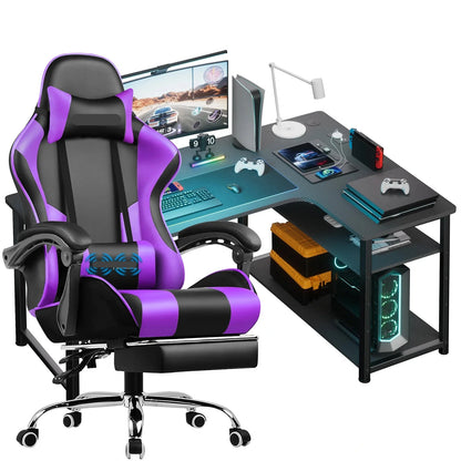 Bureau- en stoelencombinatie – Gamestoel – Kantoorstoel – Werkplek set – Bureau set – Ergonomisch design – Verstelbare stoel