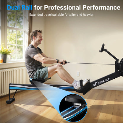 Roeimachine – Indoor Rower – Fitness Roeier – Workout Machine – Ergometer – 10 Niveaus Luchtweerstand – Ergonomisch Verstelbaar Zadel - QUORE