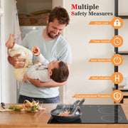 Inductie kookplaat - Induction Hob - Induction Cook Top - Inductie Fornuis - Elektrische Brander - 4 branders - met stekker - Touch Control - Timer Safety Lock - 3500W - Zwart