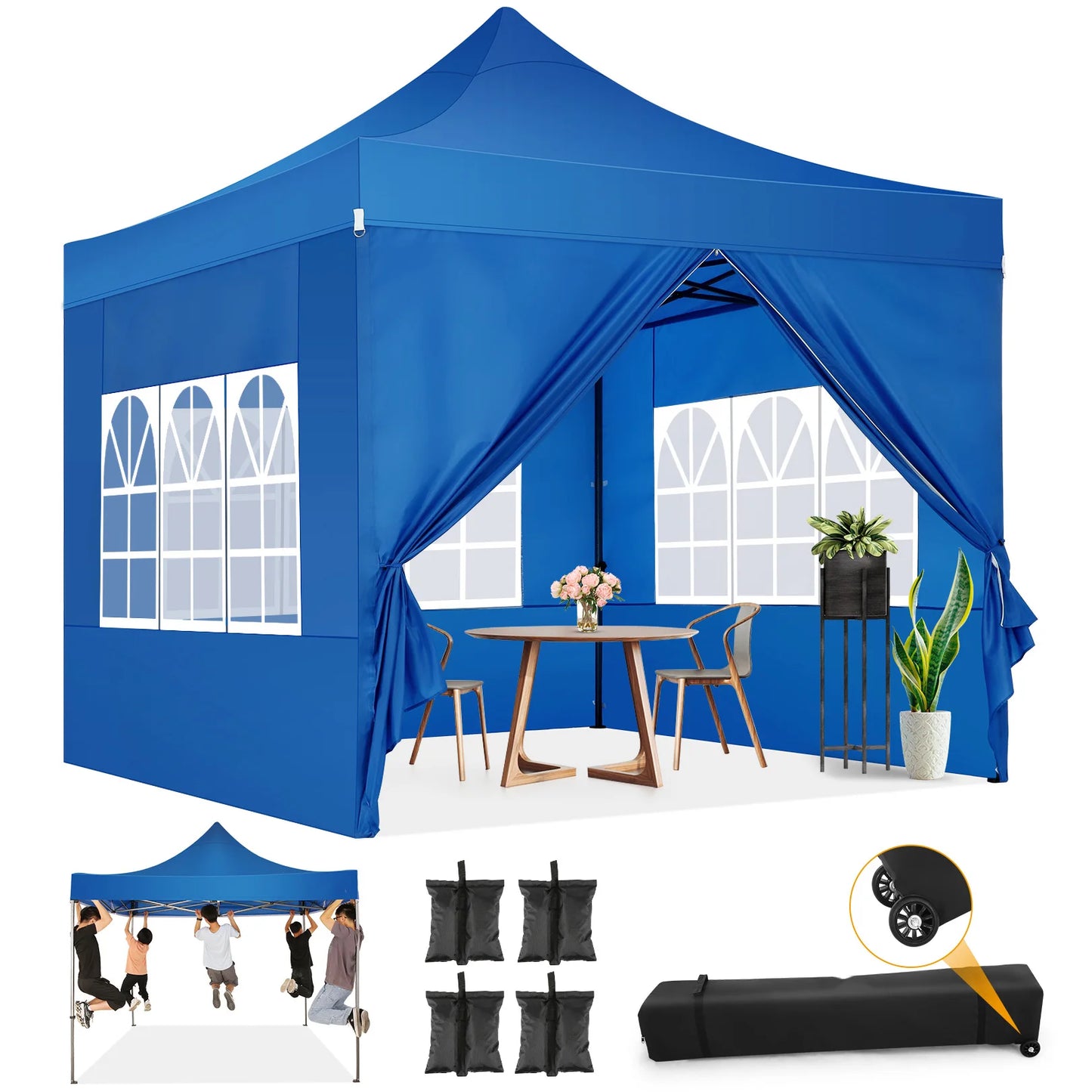 Pop-Up Partytent – Partytent 3x3m – Tent Waterdicht – Vouwtent – UV Bescherming – Slijtvast 420D Polyester – Windbestendig - Blauw