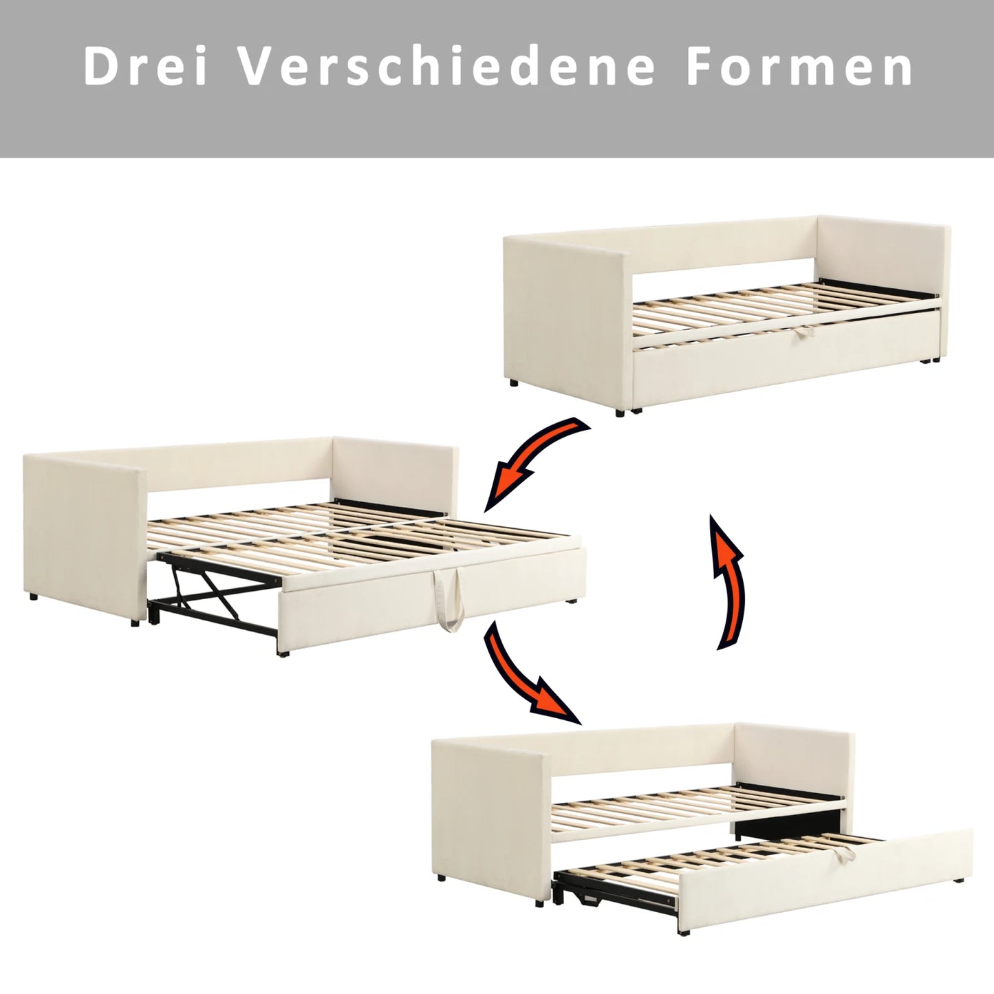 Uitschuifbaar Sofa Bed – Slaapbank – Bedbank – Uitschuifbed – Multifunctioneel Bed – Fluweel Velvet Bekleding – 180x200 cm – Stevige MDF Constructie