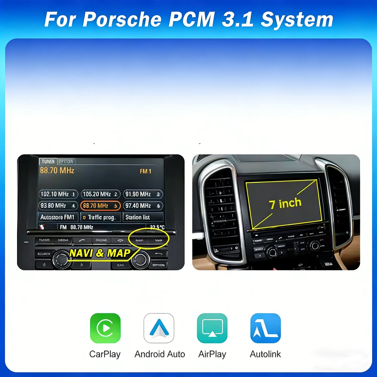 Wireless CarPlay Android Auto For Porsche Boxster 911 Macan Cayman Cayenne Panamera PCM 3.0 PCM 3.1 With BT MirrorLink Module