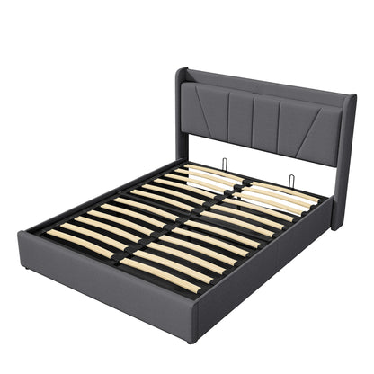 Bed met Opbergruimte – Tweepersoonsbed – Opbergbed – Boxspringbed – Ledikant – 140x200 cm – Hydraulisch Hefmechanisme – Gestoffeerd Hoofdeinde