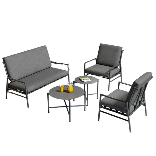 Loungeset Buiten – Tuinset – Loungesofa – Balkonmeubel – 4-Delige Set – Gegalvaniseerd Staal – Afneembare Wasbare Kussens