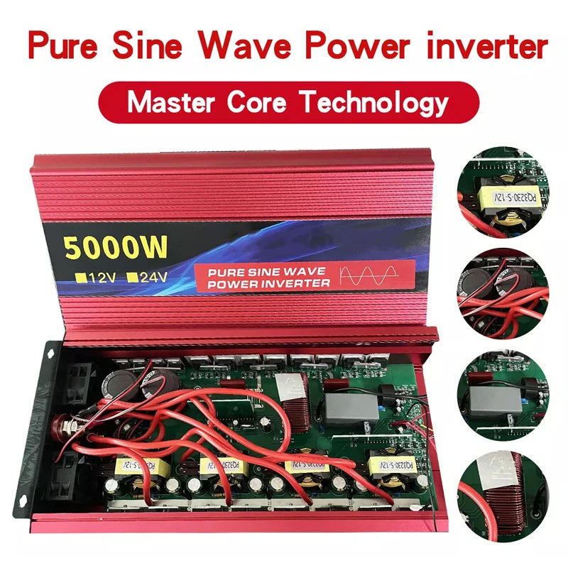 Omvormer – Inverter – Spanningsomzetter – Stroomomzetter – 2000W Continu Vermogen – 24V Naar 220V