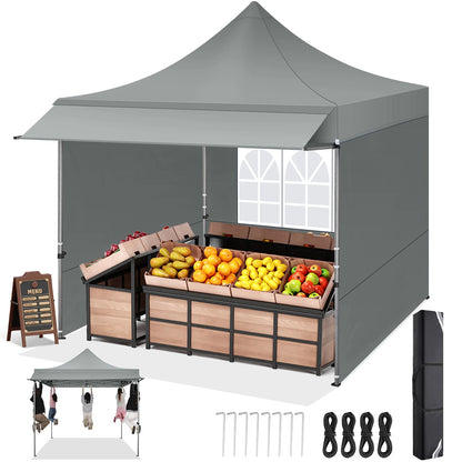 Partytent – Pop-Up Tent – Tuinkamer – Overkapping – 3X3 Meter – Waterafstotend Oxford Polyester – Verstelbare Hoogte - Grijs