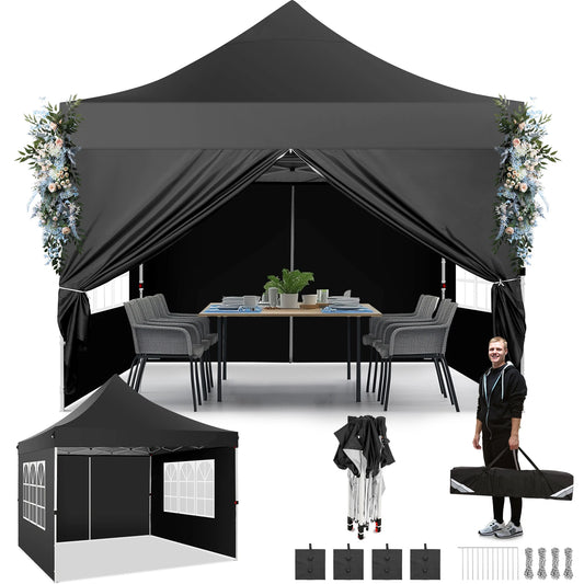 Partytent – Tent – Overkapping – Vouwtent – Paviljoen – 3x3 Meter – Waterdicht Oxford – UPF 50+ Bescherming - Zwart