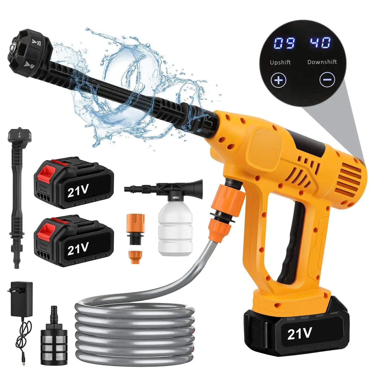 Hogedrukreiniger - Terrasreiniger - Waterpistool - Draadloze - Elektrische - 20000mAh Accu - 65 Bar -  6-in-1 Spuitpistool - Pressure Washer - Borstelloze  - Autowasser en Tuinreiniger – Inclusief 2x Accu