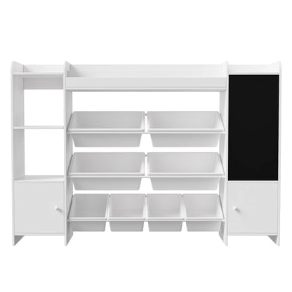 Kinderboekenplank – Kinderboekenrek – Speelgoedkast – Opbergrek Kind – Boekenkast Kinderkamer – Met Krijtbordwand – Afmetingen 137x30x94,5 cm – Veilig Milieuvriendelijk Hout