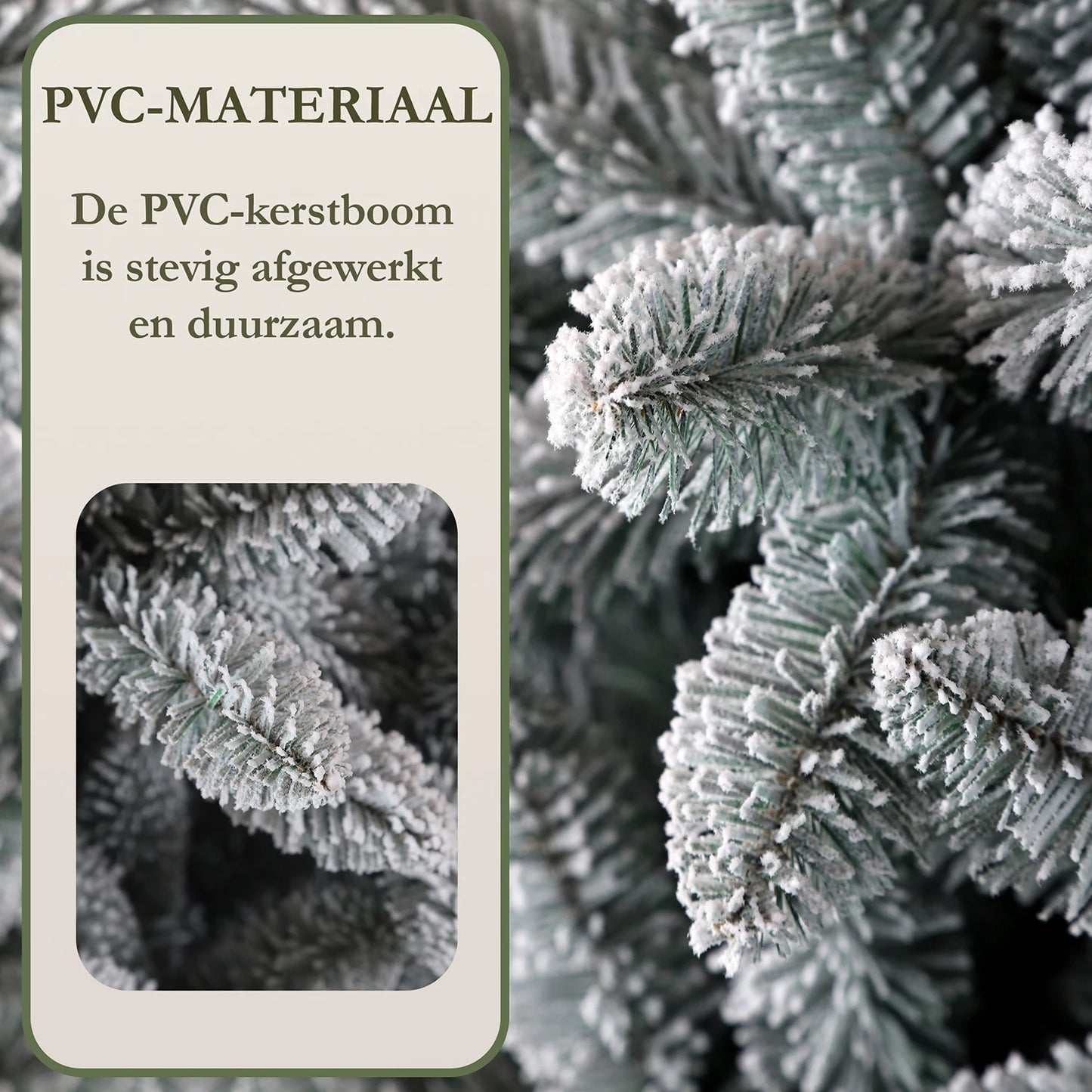 Witte Kunstkerstboom – Kunstkerstboom – Nephboom – Kerstboom Met Sneeuweffect – Winterboom – 210 cm Hoog – 100% PVC Met 1381 Takpunten & Metalen Standaard