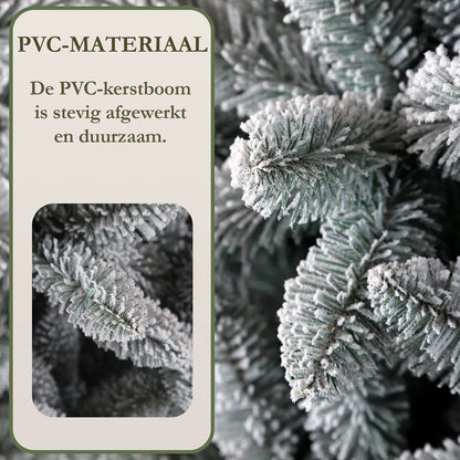 Witte Kunstkerstboom – Kunstkerstboom – Nephboom – Kerstboom Met Sneeuweffect – Winterboom – 210 cm Hoog – 100% PVC Met 1381 Takpunten & Metalen Standaard