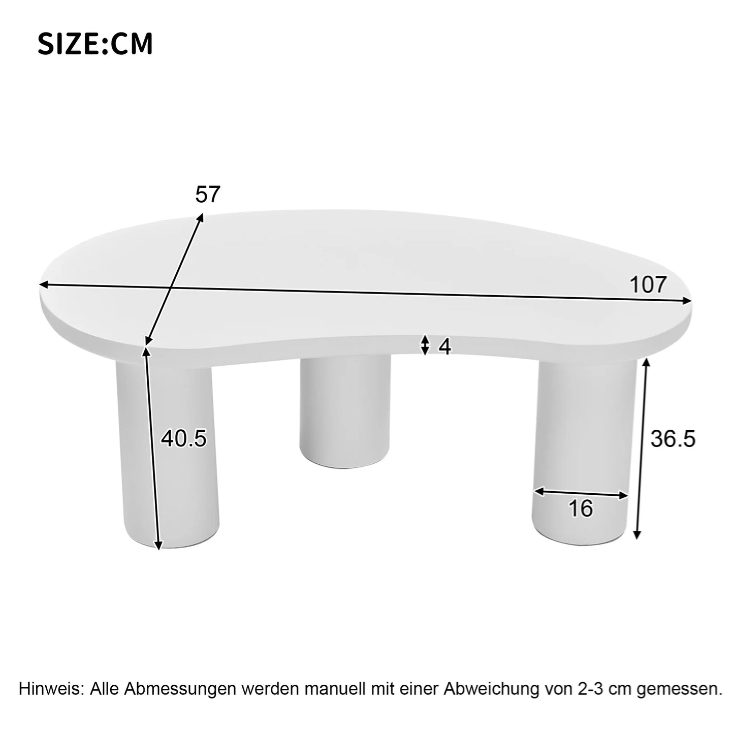 Halve Maan Salontafel – Bijzettafel – Woonkamertafel – Moderne Tafel – MDF Tafelblad – PVC Poten – Anti-Kras Viltjes