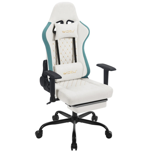 Ergonomische Gamingstoel – Bureaustoel – Computerstoel – Office Chair – Gamer Chair – Massagefunctie – Verstelbare Rugleuning – Wit