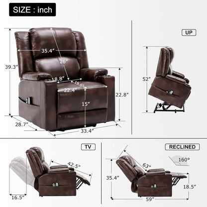 Elektrische Relaxfauteuil – Relaxstoel – Sta Op Stoel – Verstelbare Fauteuil – Massagefunctie – Kunstleer Bekleding – Draagvermogen 150 Kg - Wit