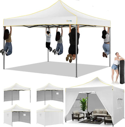 3x3m Pop-Up Partytent – Tuinentent – Evenemententent – Marktstandtent – Campingtent – Waterdicht 410D Oxford – Roestbestendig Frame - Wit