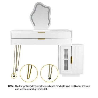 Make-uptafel – Kaptafel – Kosmetische tafel – Make-up dressing – Witte dressing table – LED-spiegel met 3 lichtstanden – Grote lades en flexibel ontwerp