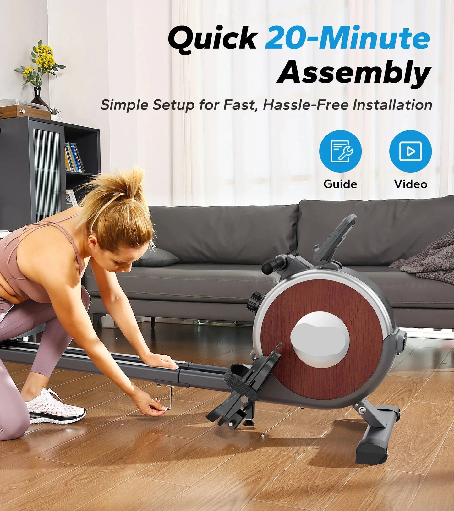 Magnetische Roeitrainer - Roeimachine - Roeitrainer - Roeiapparaat - App Compatibel - Dual Slide Rail - 16 Weerstandsniveaus - Stil & Krachtig - Max 160 kg Belastbaar - Compact & Stevig