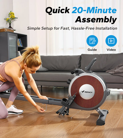 Roeitrainer – Roeimachine – Roeiapparaat – Fitnessapparaat – Hometrainer – Magnetische Weerstand 16 Niveaus – Dubbele Glijrails Met Maximaal 159 kg Capaciteit