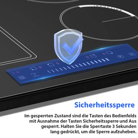 Inductie kookplaat - Induction Hob - Induction Cook Top - Inductie Fornuis - Elektrische Brander - 4 Platen met Stekker - Inbouw 59 cm - 500 W - Combinatiezone voor Grill - Slider Touch Control - 220 V - 50 Hz - Zwart